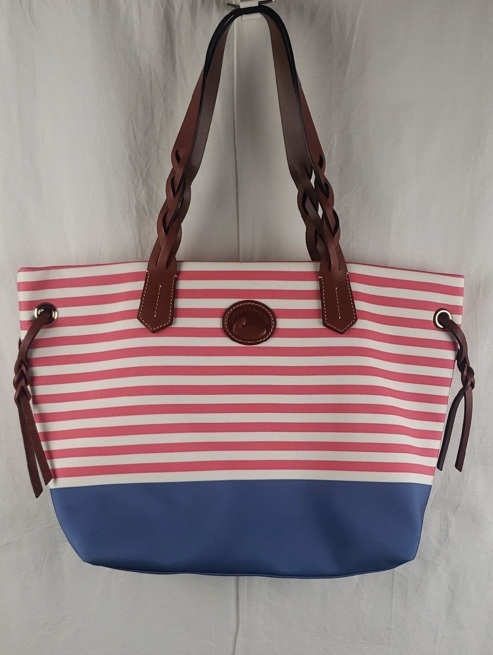 Dooney & Bourke Watermelon Red & Blue Sullivan Shopper Tote